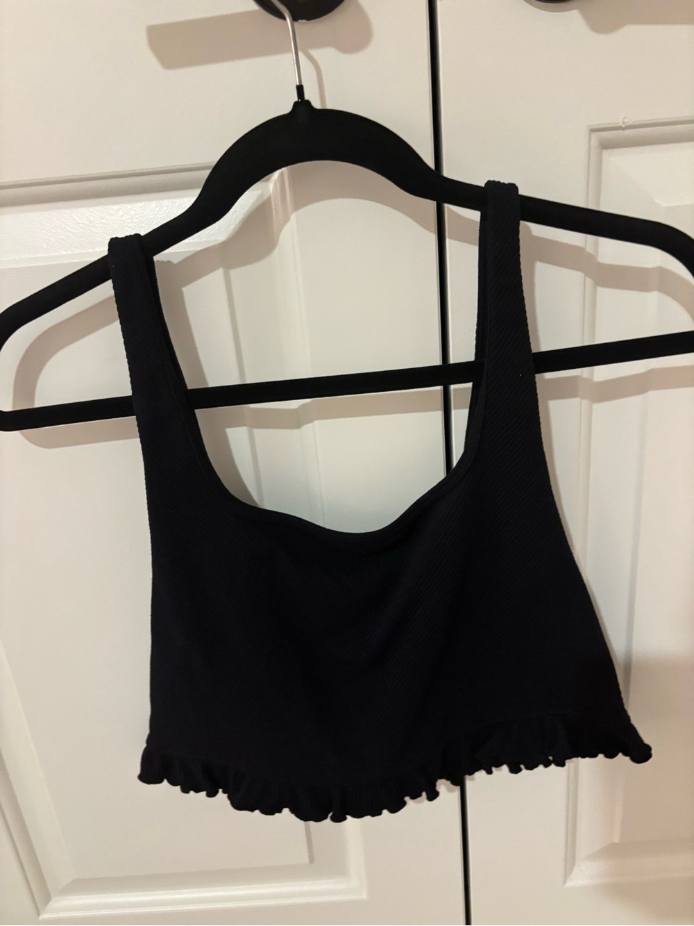 Zara Black Ruffle Hem Cropped Tank Top
